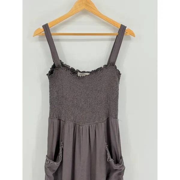 Rustic Rack Wide Leg Jumpsuit Womens Large Gray Smocked Boho Slouchy Lounge‎ - Image 5