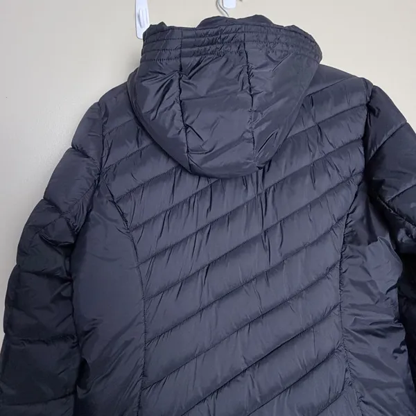 Spyder Puffer Jacket Women's Winter Long Hooded Full Zip Quilted Large Black - Image 16