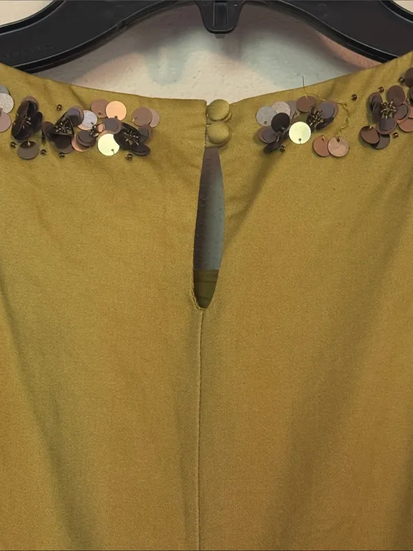 BODEN Embellished Sleeveless Sheath Dress 2P 16” p2p Olive $199 Retail EUC - Image 12