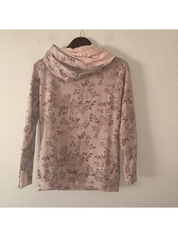 Ampersand Avenue Lovely Heart Floral Side-Zip Hoodie - Size Medium - Image 4