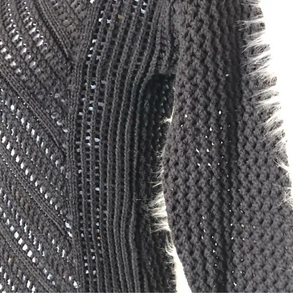 Chelsea & Theodore Navy Crochet Sweater XL Sheer Hi Low Beach Cover Up - Image 3