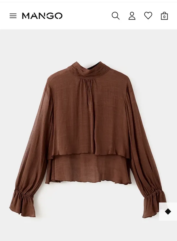 MANGO RUFFLED HIGH-NECK BLOUSE NEW WITH TAGS - Image 3