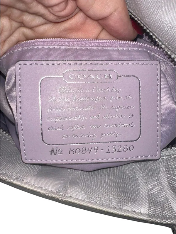 Coach Signature Canvas Tote Gray Silver Stripe M0849-13280 - Image 4