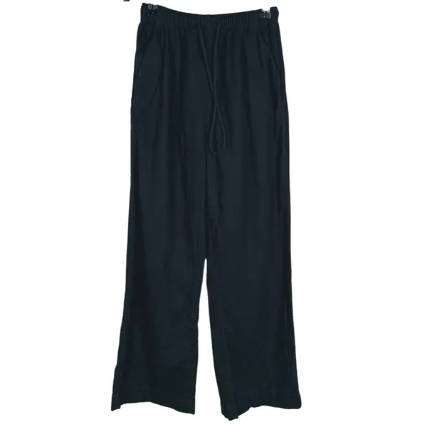Abercrombie & Fitch Gemma Linen Blend Wide Leg Pant Size XXS Short Black Minimal - Image 2