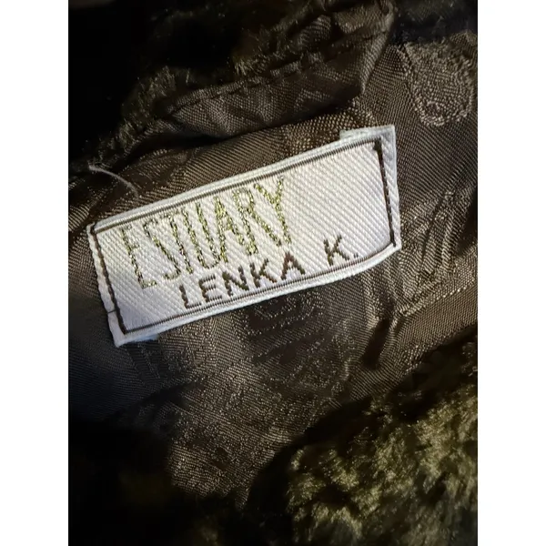 1980s Estuary Lenka K Brown Wool Blend Faux Fur Collar Longline Button Coat - Image 6