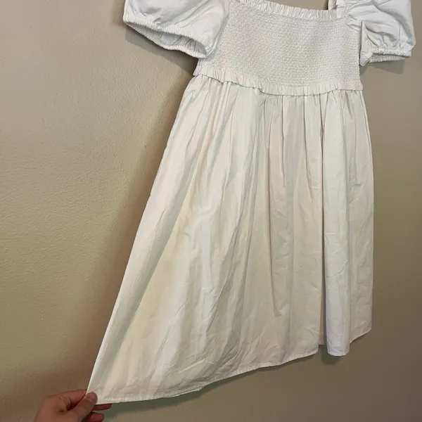 Dress Forum Women's White Dress Babydoll Smocked Bride Bachelorette LWD‎ Shower S Coquette - Image 4