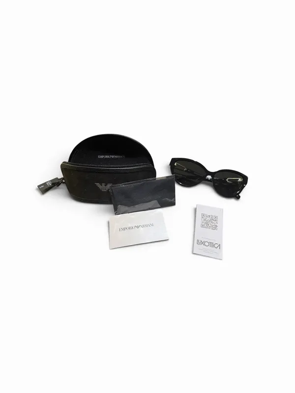 Emporio Armani Black‎ Cat-Eye Sunglasses with Case and Accessories - Image 2