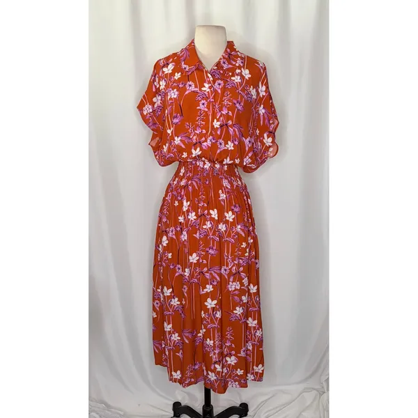Anthropologie COREY LYNN CALTER Clementine Floral Midi Dress Smocked X-Small - Image 2
