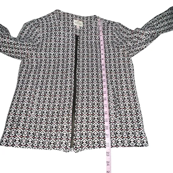 Marine Layer Jacket Womens M Black Geometric Tweed‎ Collarless Full Zip Tribal - Image 6