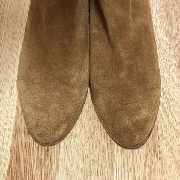 STEVE MADDEN Ankle Boot Size 10 Brown Suede Bootie Open Side Chunky Heel Western - Image 4