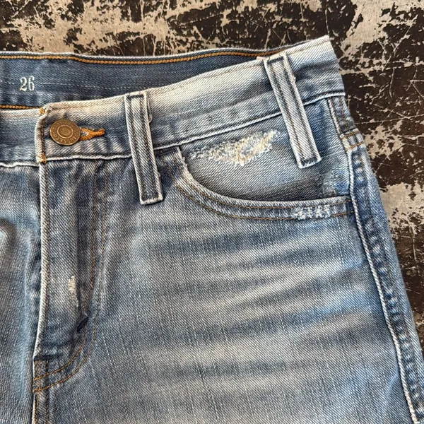 Levis Light Wash Orange Tab Rolled Cuff Jean Shorts 25x2" Size 26 - Image 3