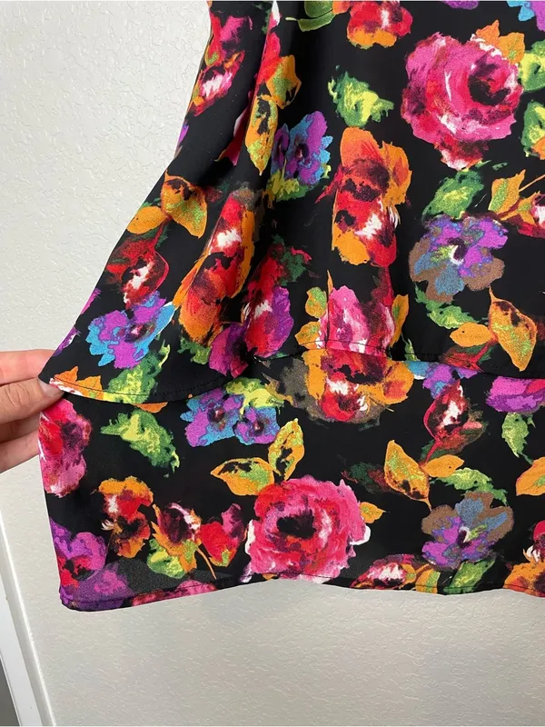 Paper Crane Black Floral Two Layer Camisole Size XL - Image 3