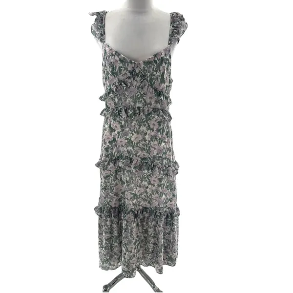 Anthropologie OPT floral ruffle midi dress‎ sz M - Image 5