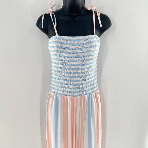 Striped Pink and Blue Jumpsuit Size M - Image 2