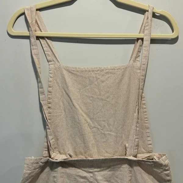 Oak‎ + Fort Lagenlook Neutral Relaxed Fit Wide Leg Striped Jumpsuit Overalls Sm - Image 7