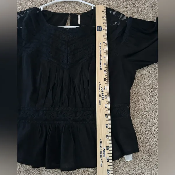 Free People Sweet Mornings Black Lace Blouse Top Size XS - Image 9