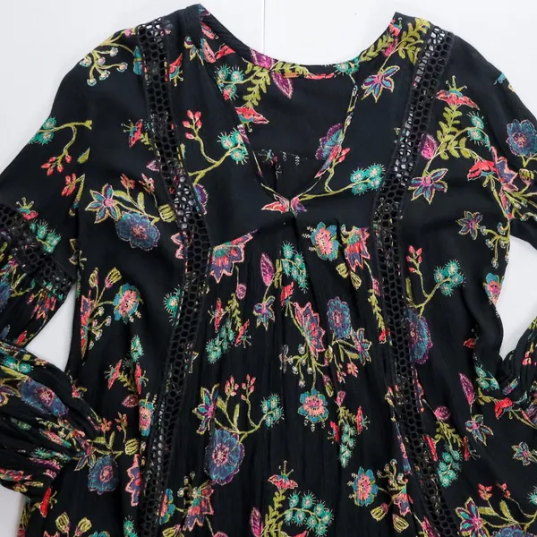Free People Just The Two Of Us‎ Floral Crochet Tunic Top S Whimsy Fairy Ren Fair - Image 15