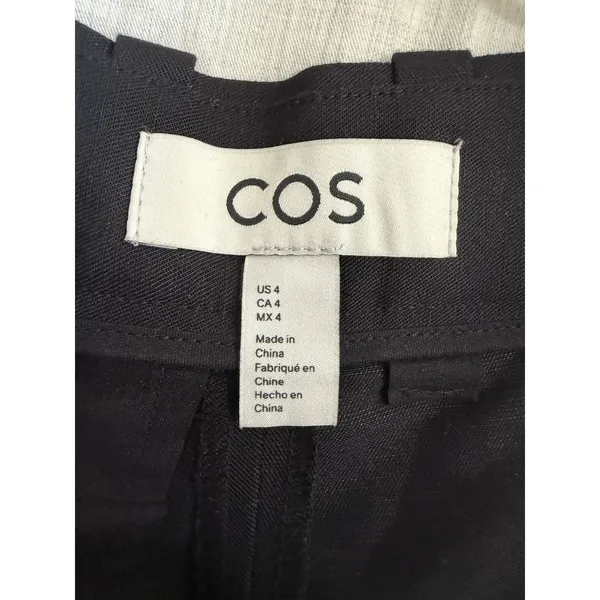 COS Wide Leg Culottes Women 4 Black Linen Blend Crop Pants - Image 6