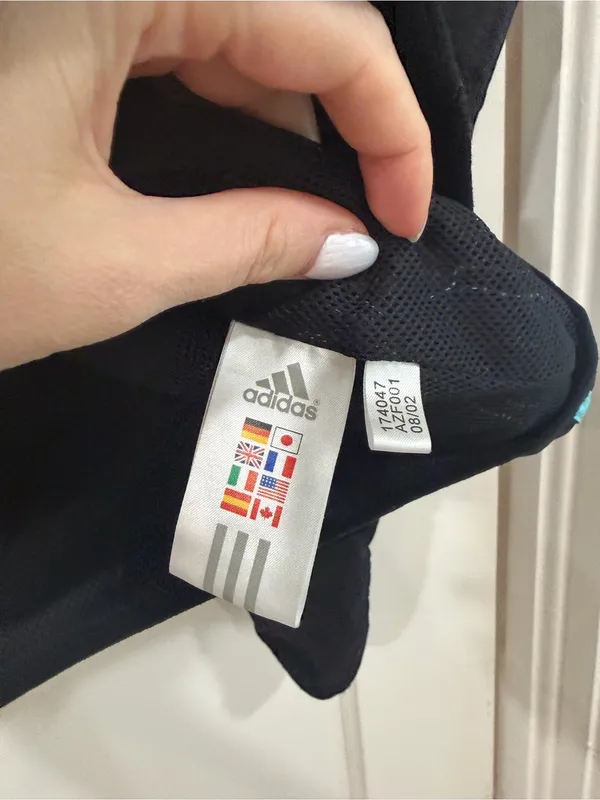 adidas Black Hooded Jacket with Aqua Trim medium - Image 4