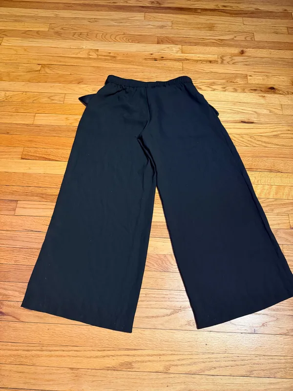 NWOT Max Studio Edit Wide-Leg Drawstring waist flap pockets Black Pocket Pants Sz M Relaxed wide-leg - Image 5