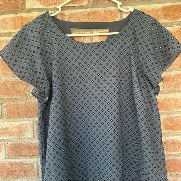 Abercrombie Fitch Flutter Sleeve Shift Dress Women’s Small S Blue Geometric - Image 2