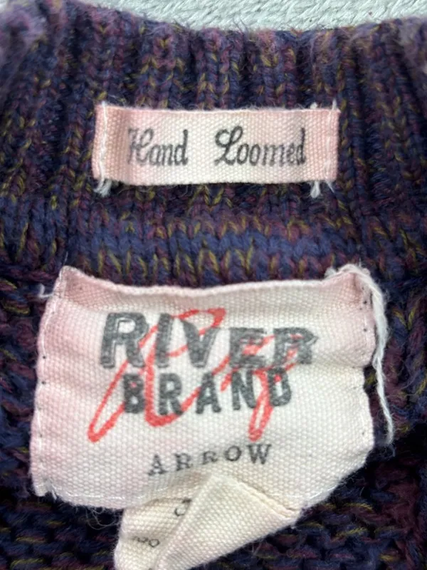 River Brand Arrow Cardigan Sweater Womens Medium Purple Chunky Knit Long Sleeve - Image 8