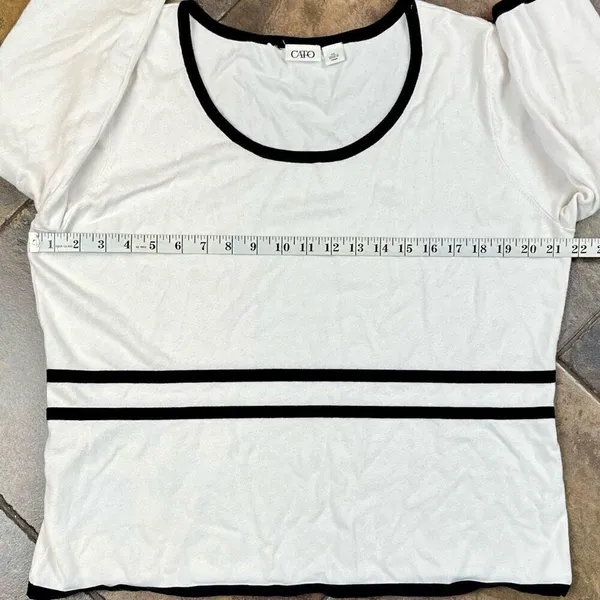 Cato White Sweater Black Outline 3/4 Sleeve XL Top - Image 9