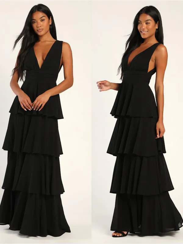 LULU’S Amazing Evening Black Tiered Maxi Dress - Image 2