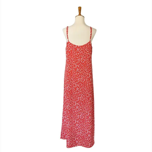 Blues & Greys Mini Floral Print Slip‎ Dress Size Medium Red White - Image 5