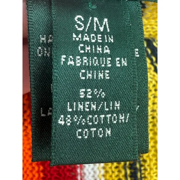 Lauren Ralph Lauren Womens Rainbow Stripe Linen Cotton Poncho Sweater Size‎ S/M - Image 9