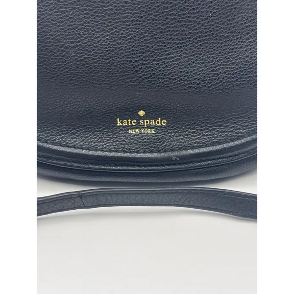 Kate Spade NY Black Leather Saddle Crossbody‎ Bag Adjustable Strap Boho Chic - Image 2