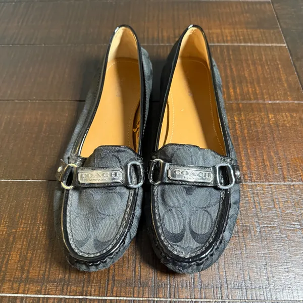 Coach Felisha Loafers Women 9.5B Black Signature Monogram Driving Moccasin Flat - Image 3
