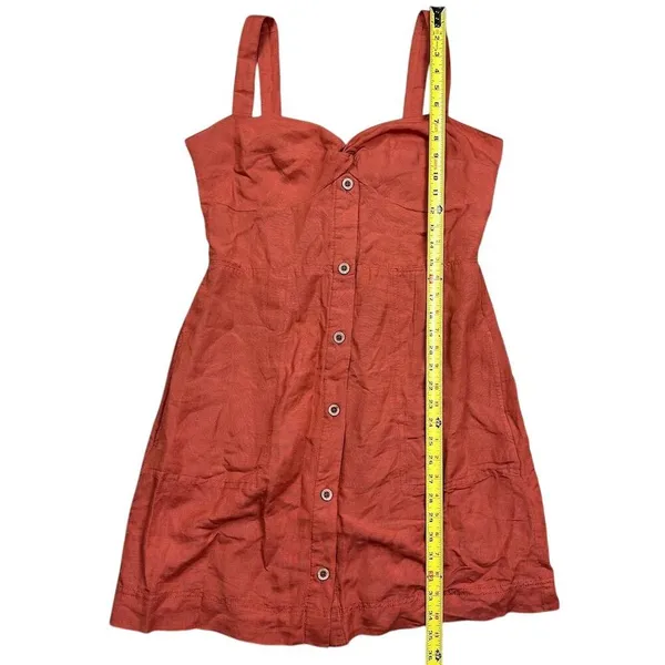 Maeve Women's Linen Twist Front Button-Down Mini Dress Burnt Orange Size L - Image 5