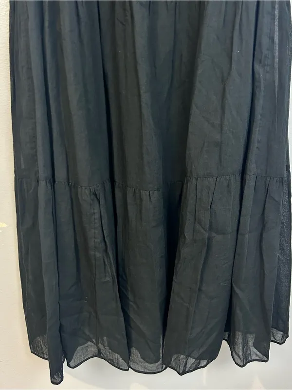 NWT Theory Black Sleevelss Cotton Tiered Boho Maxi Dress Size Small Petite - Image 4