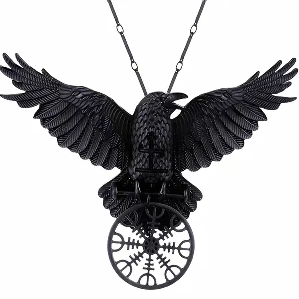 1pc Gothic Black Raven Pendant Necklace Faux Fashion‎ Jewelry - Image 5