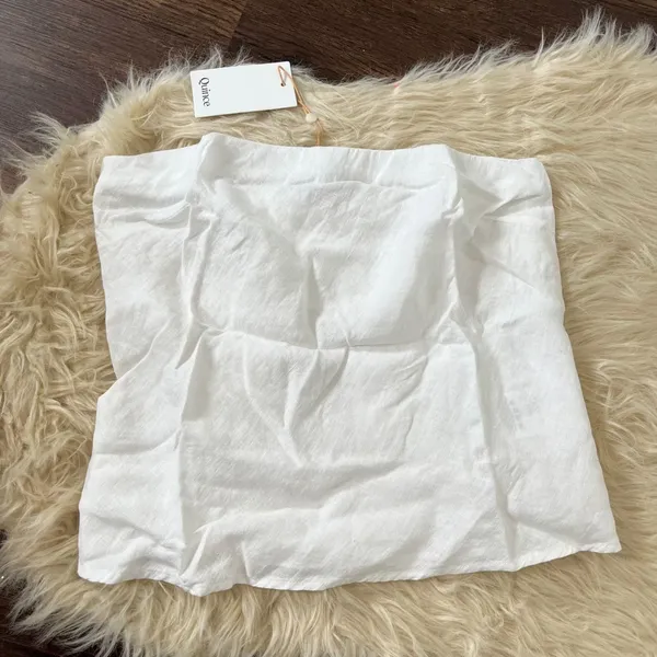 NWT Quince 100% European linen Strapless top White M - Image 3