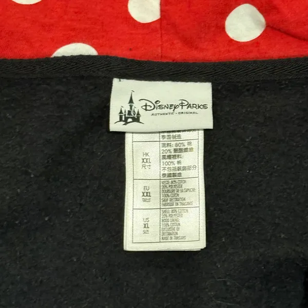 Disney Parks Originals Minnie Mouse ears with bow zip-front hoodie‎ Size XL - Image 4