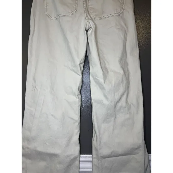 Zara Pants Womens 6 White Denim Straight Leg Casual Pockets Flat Front - Image 6
