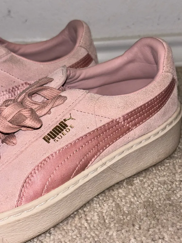 Pink Puma Suede Women’s SneakersIn Size 8 - Image 3