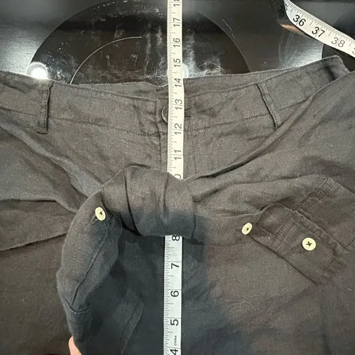 Anthropologie Black Linen Tie-Waist‎ Wide-Leg Cropped Pants High Rise NEW - Image 8