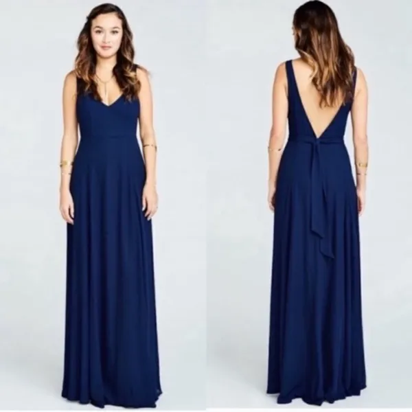 Show Me Your Mumu Maxi V-neck Navy‎ Blue Formal Dress Size XS Brand New - Image 6