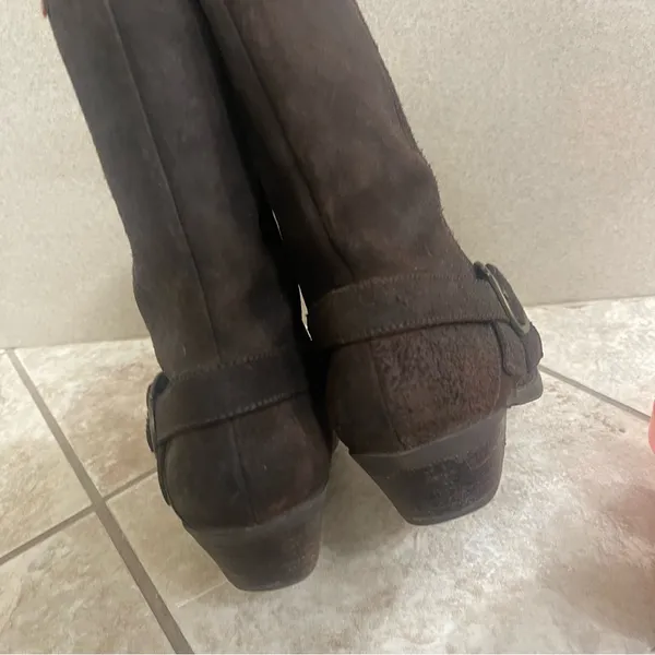 Bc Footwear Womens Boots Leather Brown Bootie Zip 8.5 Biker Harness Pre‎ Owned - Image 13
