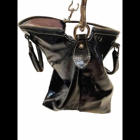 Dooney & Bourke satchel black patent leather Glossy Double Handles‎ - Image 12
