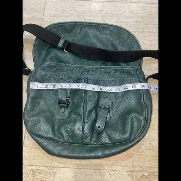 Urla Paris Green Pebble Leather Crossbody‎ Slouchy bag - Image 11