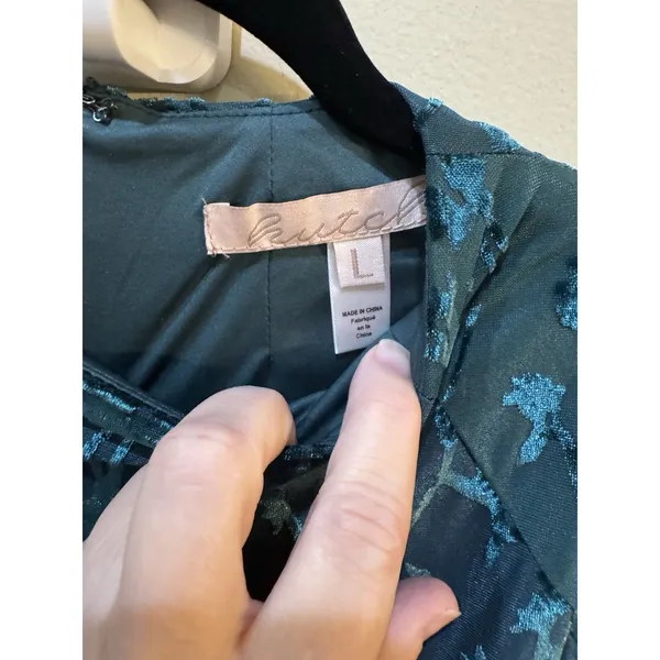 Hutch Floral Velvet Burnout‎ Jumpsuit In Dark Green Size Large Sleeveless - Image 7