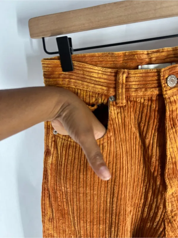 BDG High Rise Baggy Corduroy Pants Orange Size 26 - Image 4