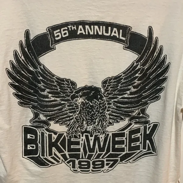 Rare Custom Fringe 1997 Daytona Bike Week Bald Eagle Vintage Cotton Tee Shirt - Image 8
