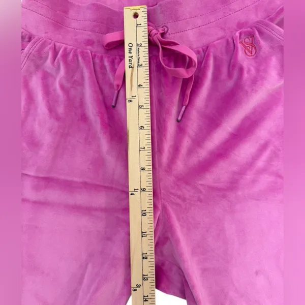 Victoria’s Secret On Pointe Pink Velour High Rise Drawstring Joggers Size Medium - Image 13