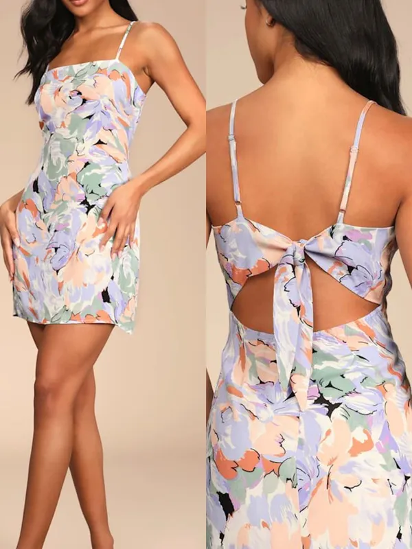 Lulu’s Impressions of Love Multi Floral Print Tie-Back Mini Dress NWT Small - Image 2