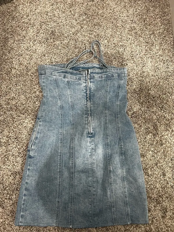 VICI Dolly denim pocketed mini dress - Image 3